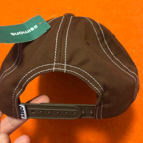 Obey brown 100% cotton small logo topstitched cap NWT - Picture 5 of 9